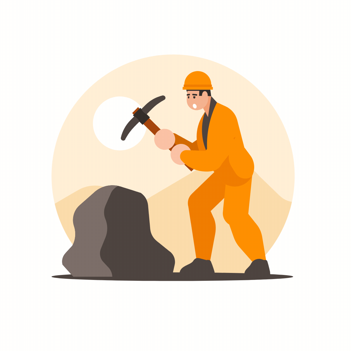 Persona minando rocas